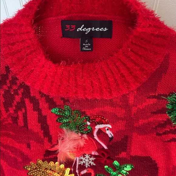 32 Degrees Red Flaming Ugly Christmas Sweater. Size Small. Excellent Condition. - Picture 2 of 7